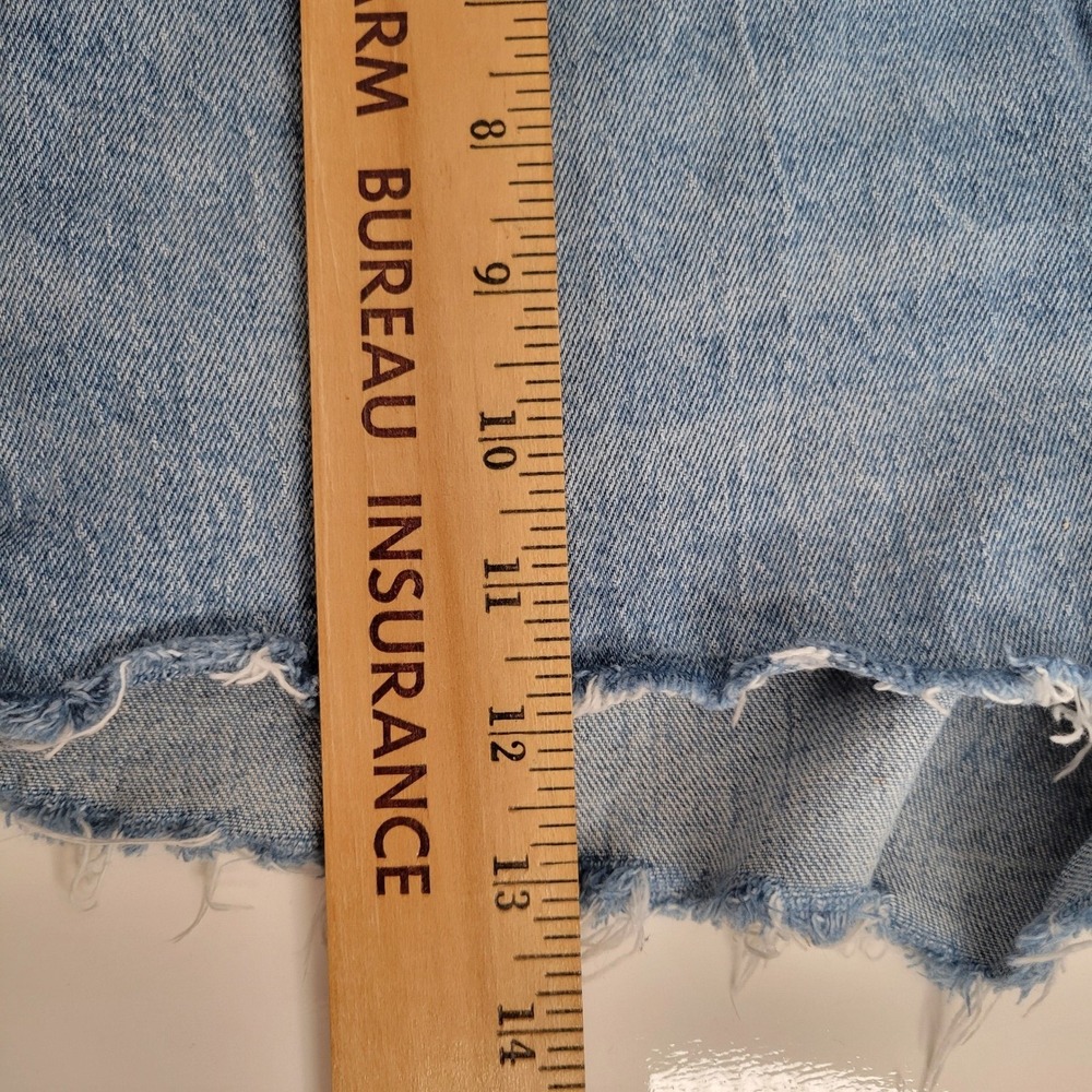 Abercrombie & Fitch Mom Shorts Womens Sz 28/6 Blue Curve Love High Rise Raw Hem - Picture 11 of 13